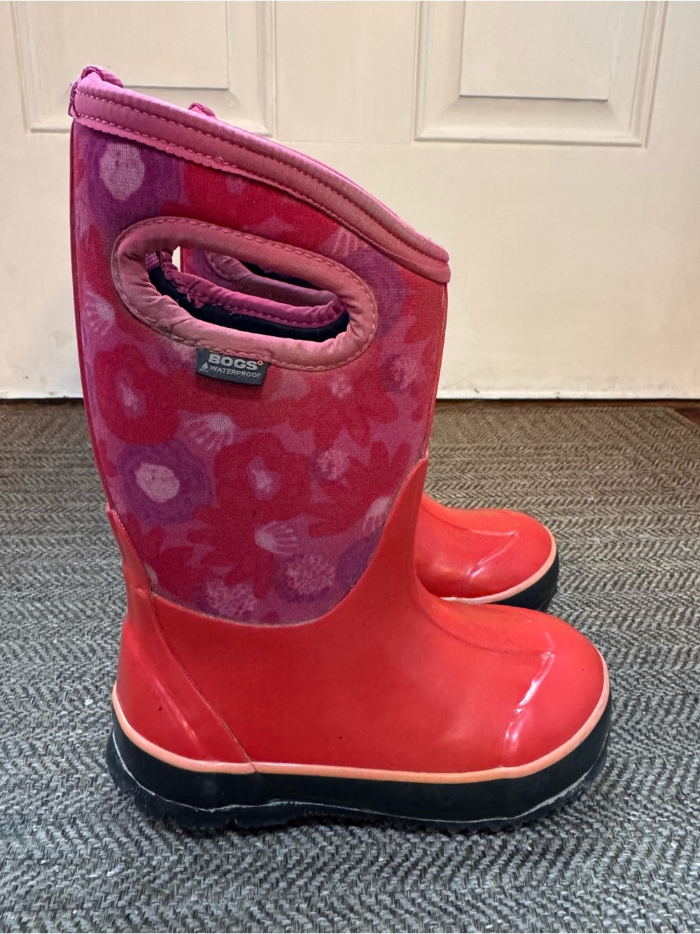 BOGS Kids' Pink Floral Waterproof Rain Boots